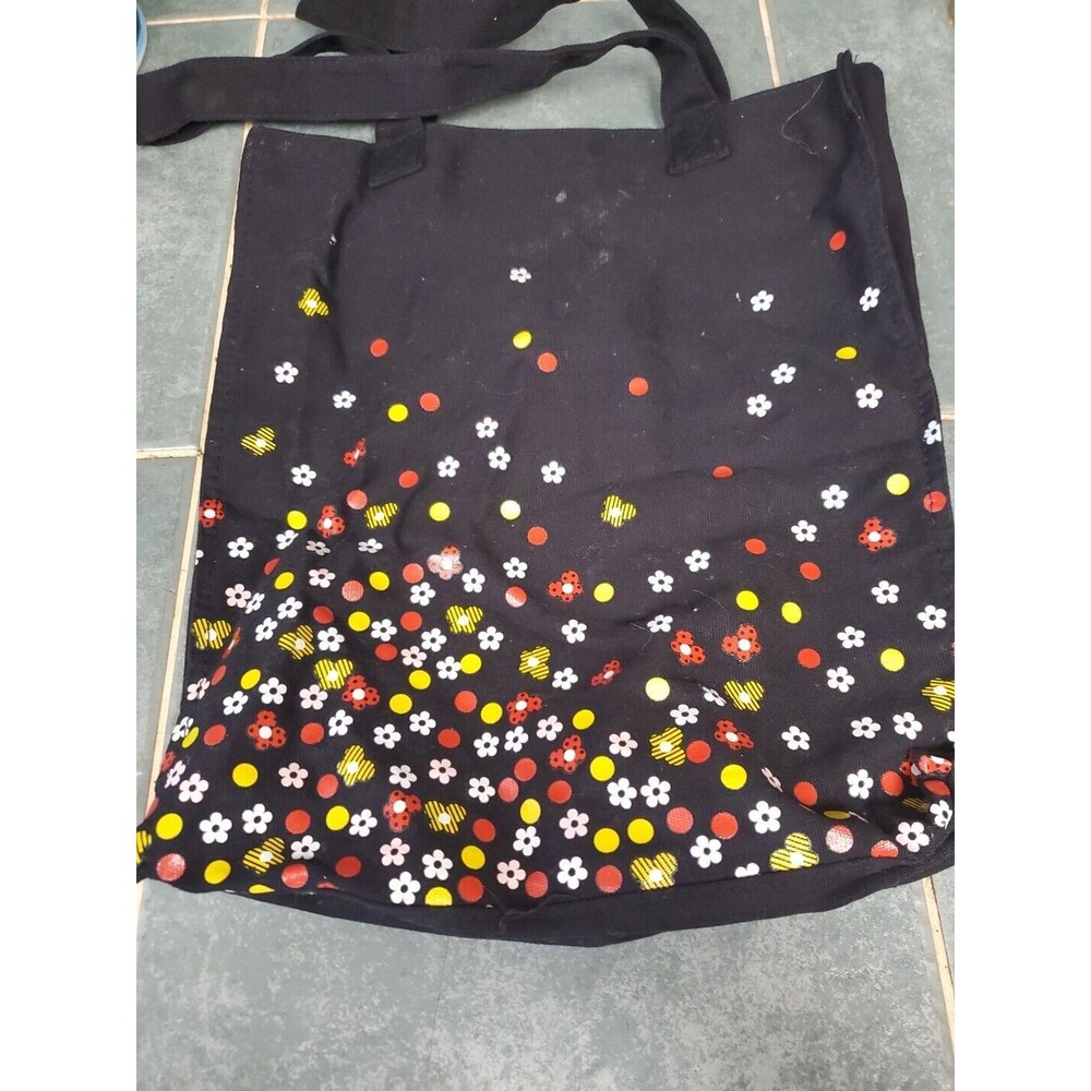 Marc Jacobs Fragrances Black / w flowers  Tote Bag. Shoppers bag canvas floral - Picture 5 of 6